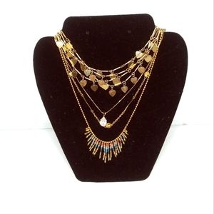 Minimalist Women's Gold Tone Necklaces Bundle Of 4